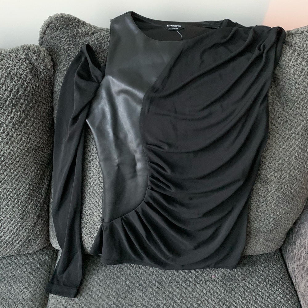 Bebe Black One-Shoulder Stretch Top